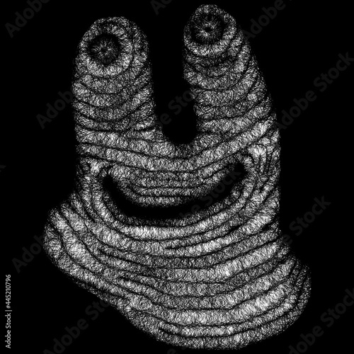 Giant smiling slug, digital painting, concept for suspense and horror.