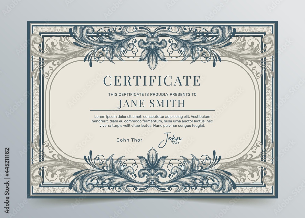 Engraving Hand Drawn Ornamental Certificate_2