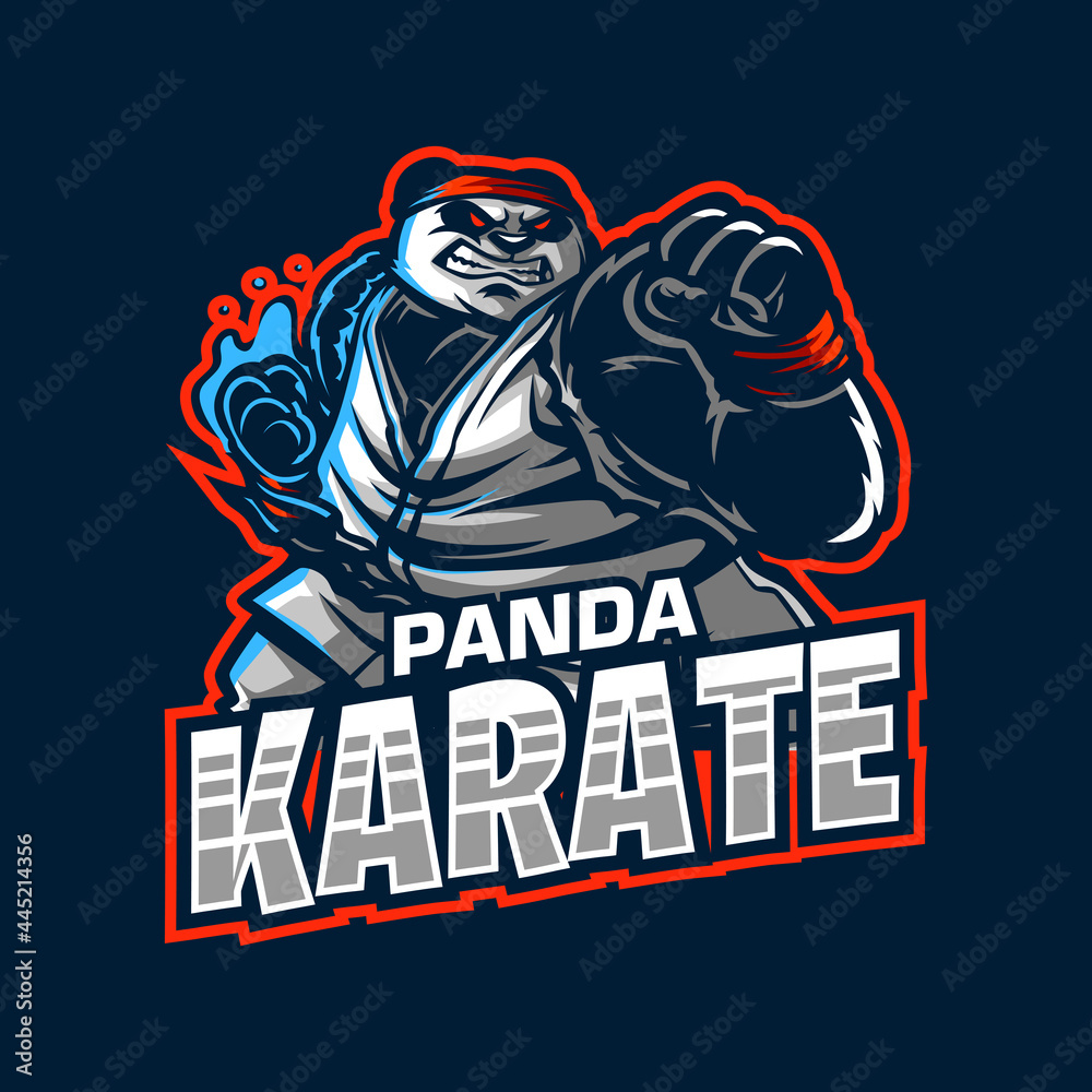 Karate Panda Mascot logo cartoon