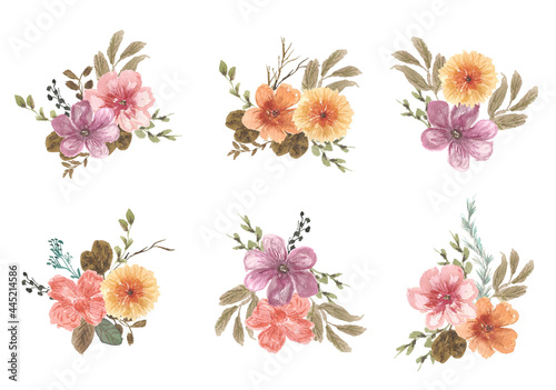 Wallpaper Mural vintage floral wtercolor brunches colecction Torontodigital.ca