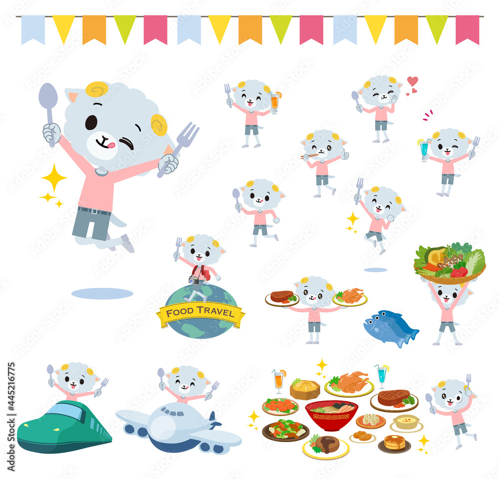 食のイベントに関するひつじの男の子のセット