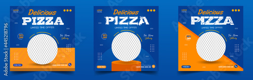 pizza social media banner post template. pizza social banner, pizza banner design, Fast food social media template for restaurant. pizza social media post banner design with blue and orange color.