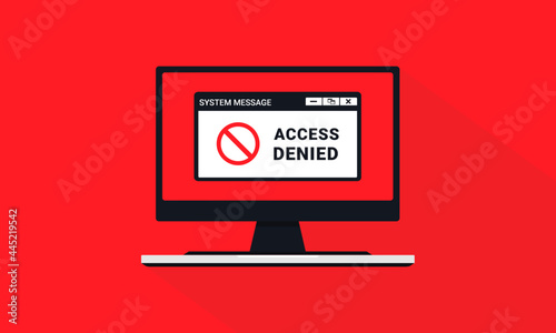 Access denied sign on computer. Access blocked or protected. Illustration vector