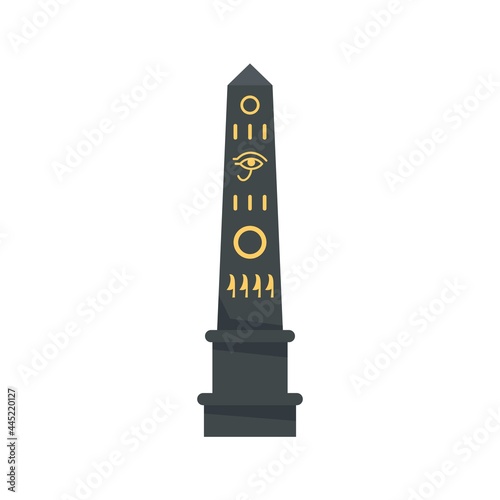 Egypt black stone pillar icon flat isolated vector