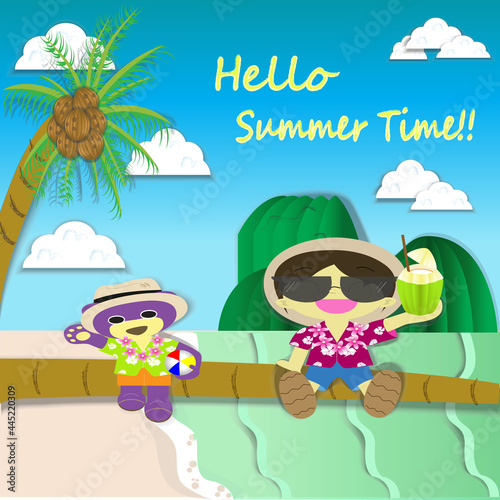 Hello summer time with Mr.Purple bear and his friend