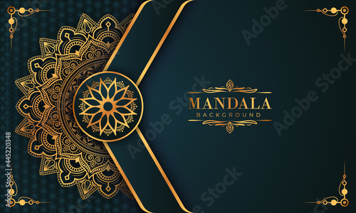 Luxury mandala background with golden arabesque pattern Arabic Islamic east style. Decorative mandala for print, poster, cover, brochure, flyer, banner, and your desired ideas. Mandala for Henna.