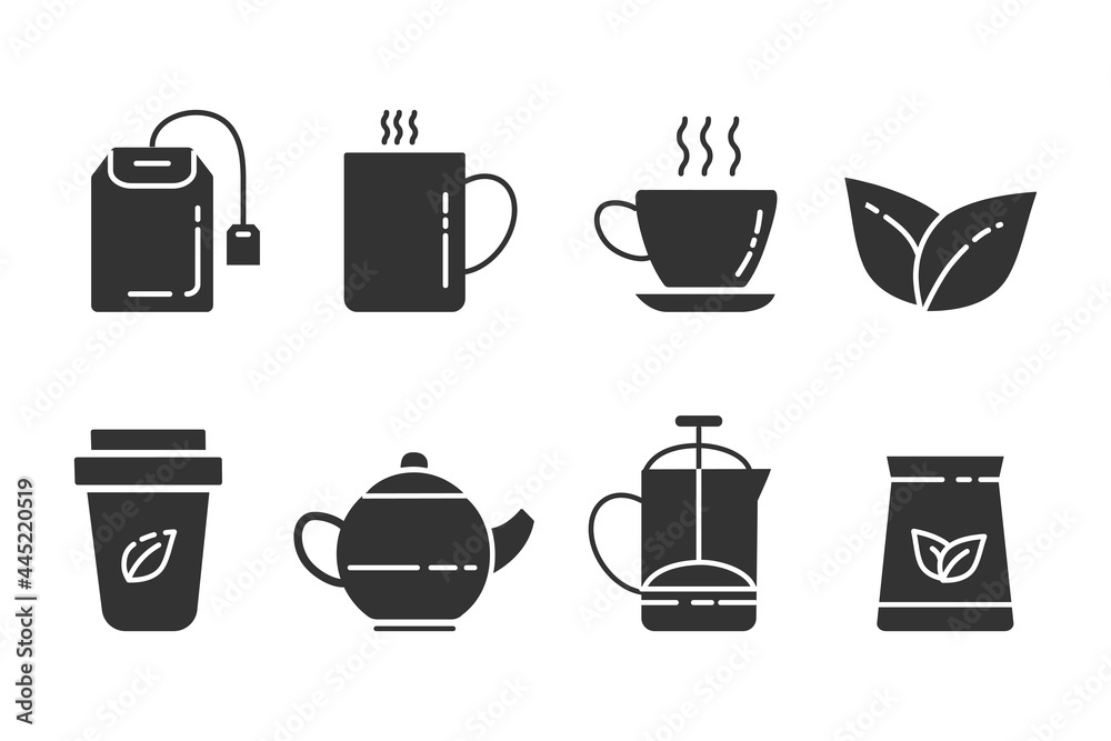 Tea icons set. Website design concept. Vector illustration in a flat style. Tea icons set. Website design concept. Vector illustration in a flat style.