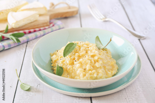 Creamy Brie cheese Risotto on sage broth