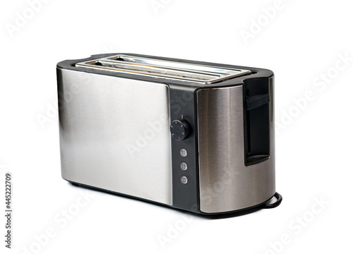 double seat allic toaster with long slot on white background, isolate © AlexLit