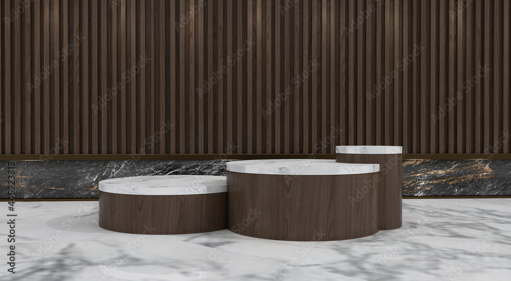 Abstract minimal scene with geometric forms. show cosmetic product, Podium, stage pedestal or platform. 3D wooden podium display with leaf shadow. 3d render Abstract minimal scene with geometric forms. show cosmetic product, Podium, stage pedestal or platform. 3D wooden podium display with leaf shadow. 3d render