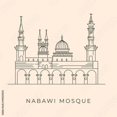 vector of nabawi mosque line art illustration design photo