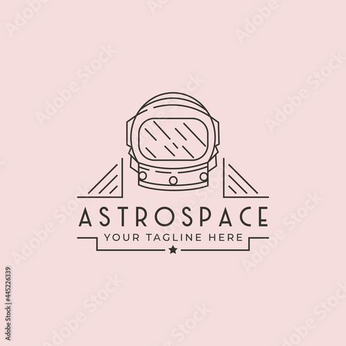 line art astronaut helmet head logo vector symbol illustration design