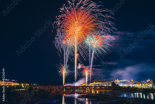 Colorful fireworks explosion on the black background © Pablo