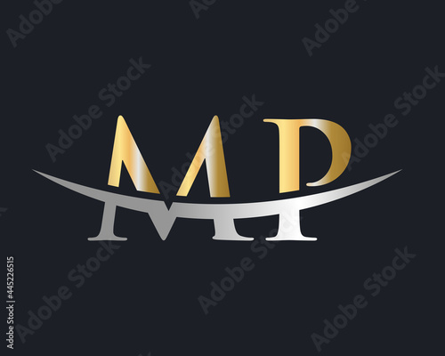 Initial Monogram Letter MP Logo Design Vector. MP logo design photo