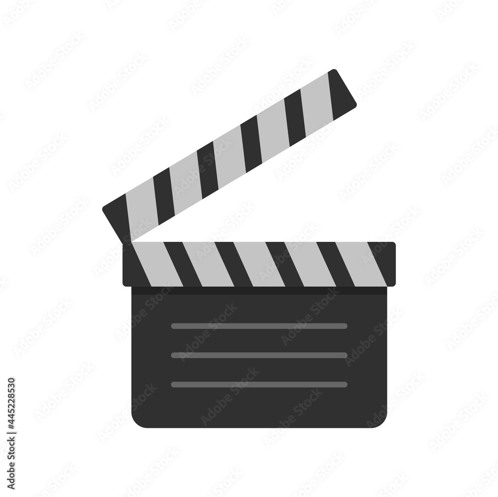 Film clapper icon flat isolated vector