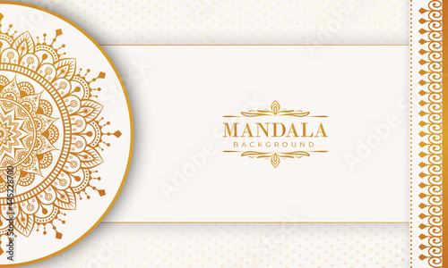 Luxury mandala background with golden arabesque pattern Arabic Islamic east style. Decorative mandala for print, poster, cover, brochure, flyer, banner, and your desired ideas. Mandala for Henna.