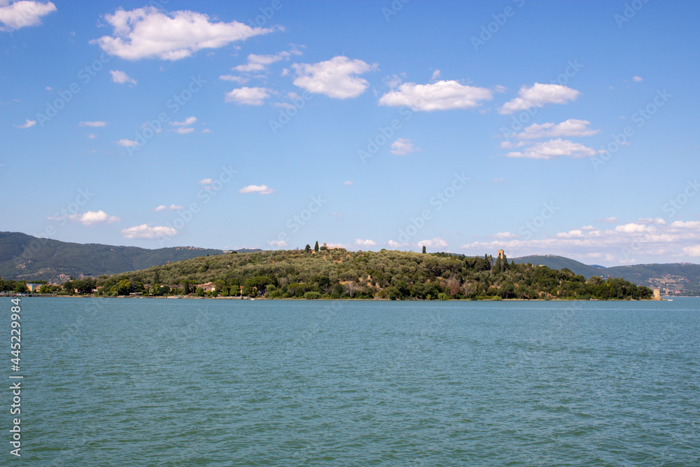 View of Isola Maggiore on Trasimeno Lake, Italy.
