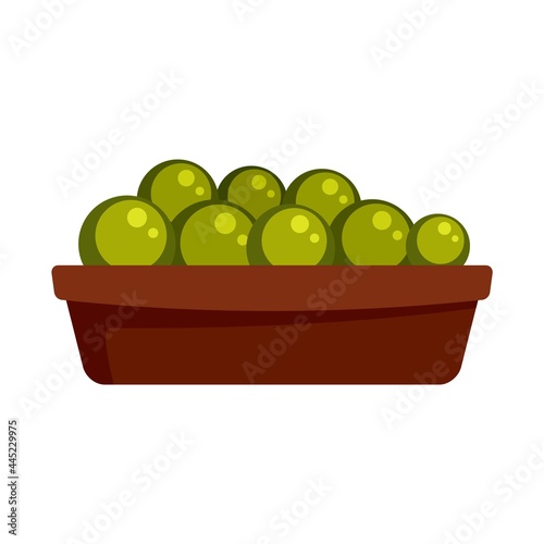 Olive bowl icon flat isolated vector