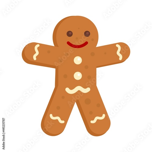 Gingerbread man icon flat isolated vector