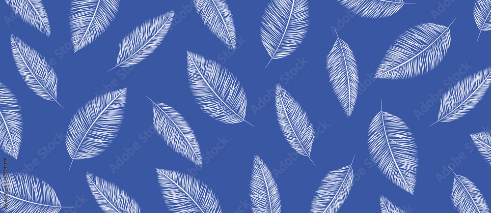 feather in white on blue