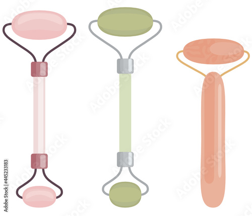 Spa beauty care jade roller set vector svg illustration 