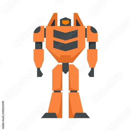 Toy robot transformer icon flat isolated vector photo