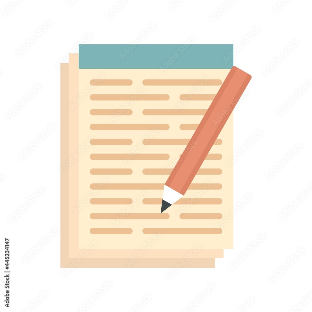Pen paper notebook icon flat isolated vector Pen paper notebook icon flat isolated vector