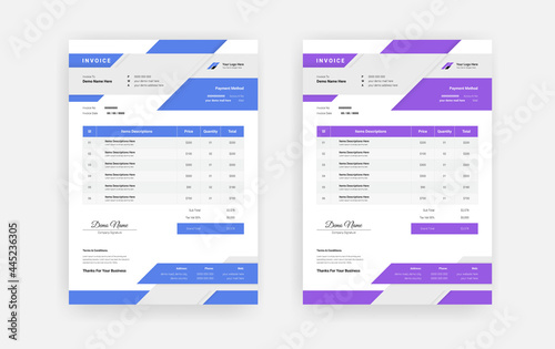 Abstract Minimal business invoice template design, Professional corporate invoice template