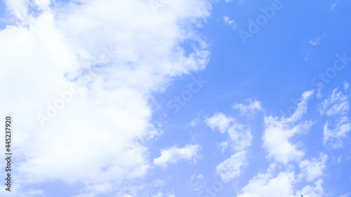 Blue summer sky, clouds. Cirrus clouds.Clear blue sky
