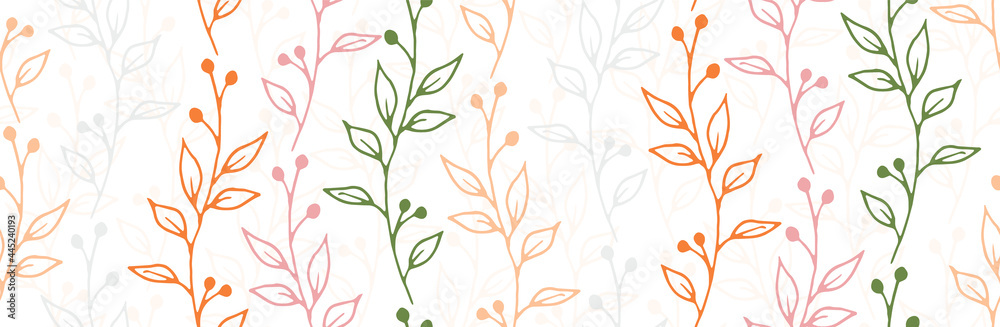 Berry bush branches botanical vector seamless ornament. Abstract floral textile print. Grass plants foliage and blossom wallpaper. Berry bush twigs spring seamless swatch Berry bush branches botanical vector seamless ornament. Abstract floral textile print. Grass plants foliage and blossom wallpaper. Berry bush twigs spring seamless swatch