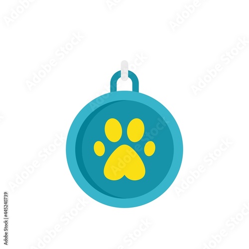 Dog plastic medal icon flat isolated vector