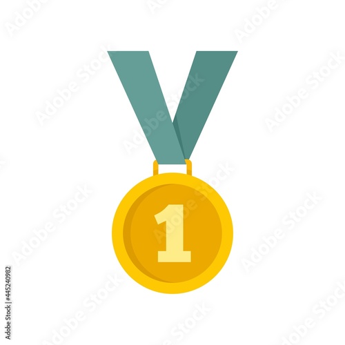 Dog gold medal icon flat isolated vector