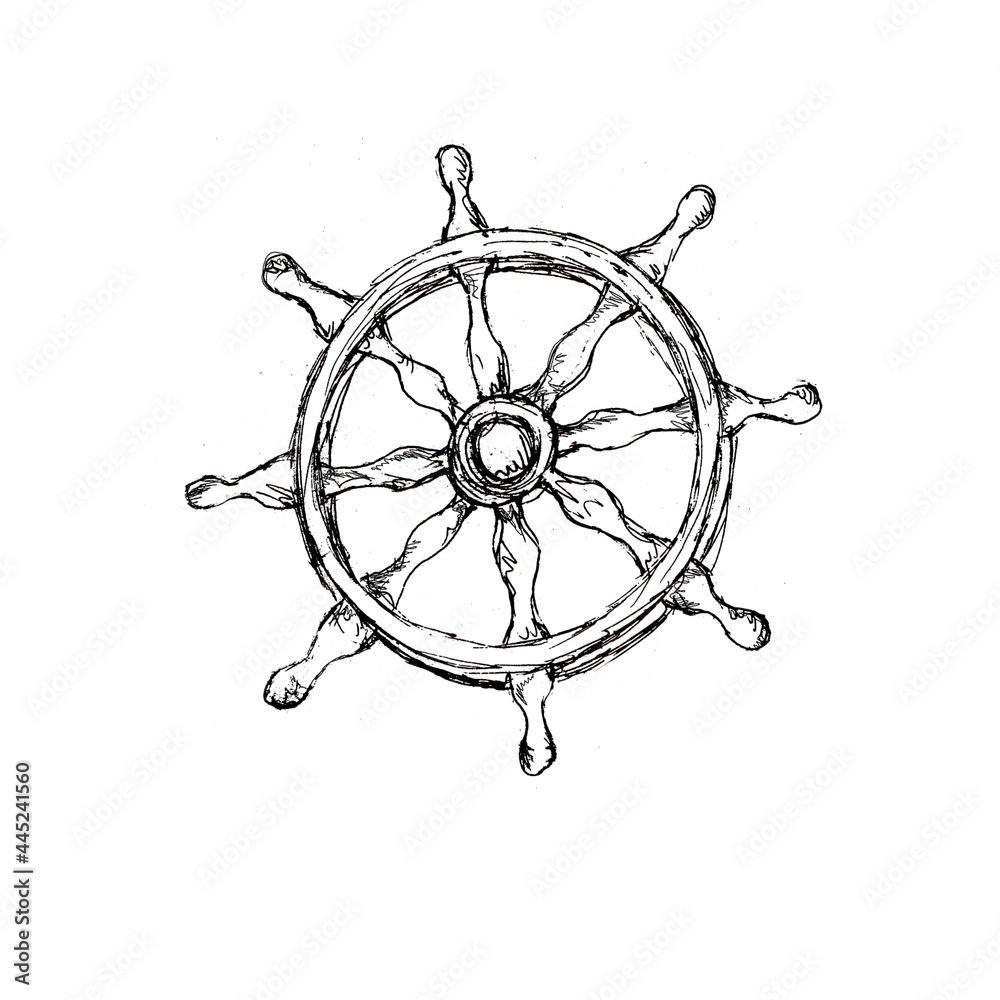 Watercolor Pirate adventure black sketched icon element isolated on white background Watercolor Pirate adventure black sketched icon element isolated on white background