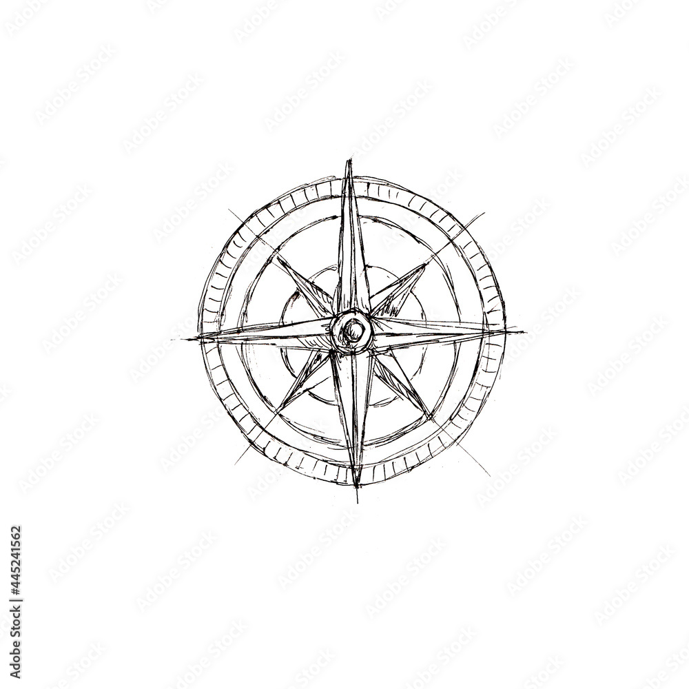 Watercolor Pirate adventure black sketched icon element isolated on white background Watercolor Pirate adventure black sketched icon element isolated on white background
