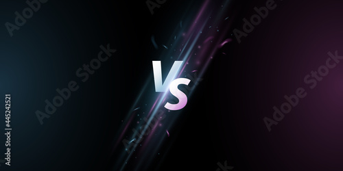 Futuristic versus screen. VS letters on a background with bright rays for sport games, match, tournament, e-sports competitions, martial arts, fight battles. Game concept. Vector