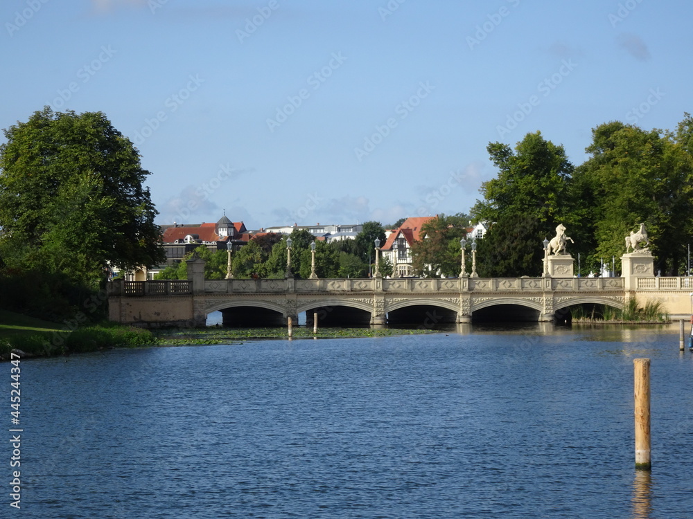 Schwerin Castle Germany bridge outside with lake