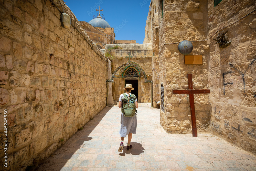 9th Station of the Cross' on Via Dolorosa in old Jerusalem city
The route Jesus took to Calvary, Israel june 2021