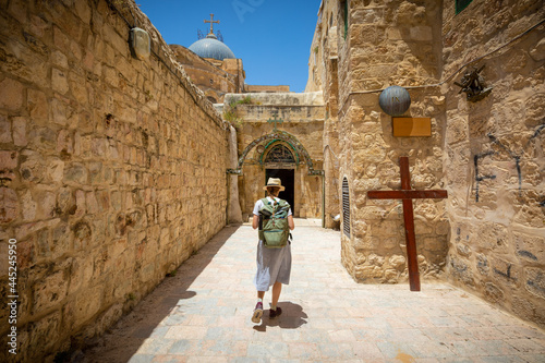 9th Station of the Cross' on Via Dolorosa in old Jerusalem city
The route Jesus took to Calvary, Israel june 2021