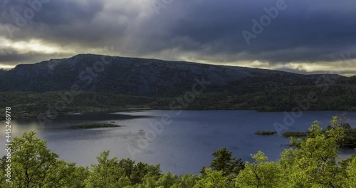 Timelapse of fog and sky in the mountain of Sirdal, Norway photo