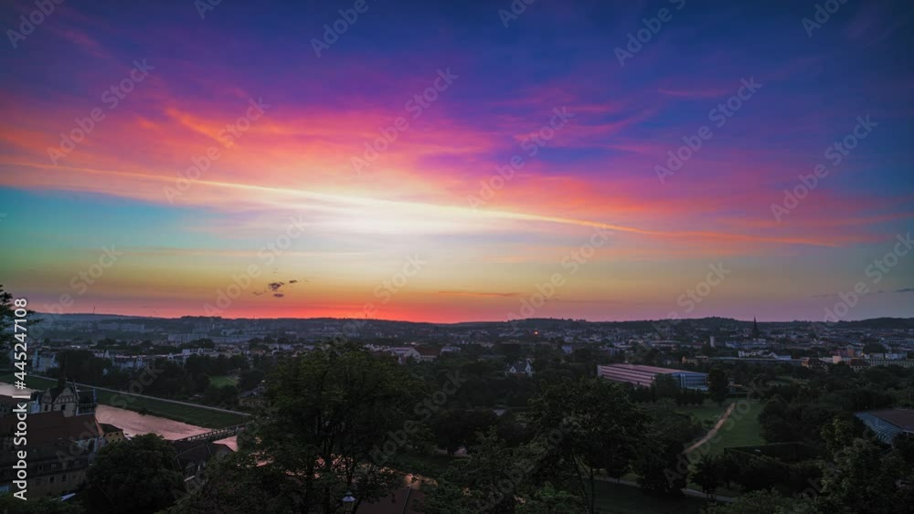 Sunrise over a small town in summer, time lapse Sunrise over a small town in summer, time lapse