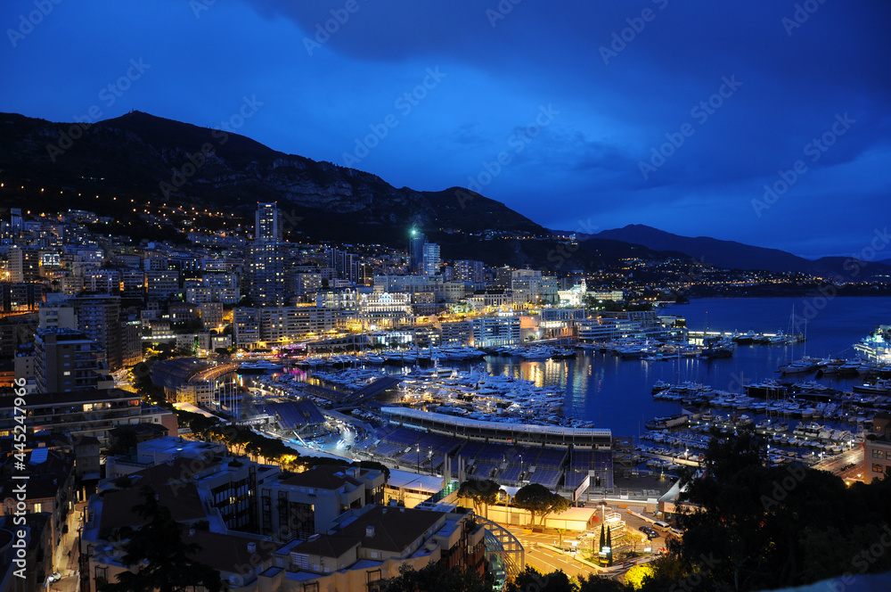 Monaco harbour by night