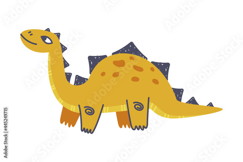 Funny Spiked Dinosaur as Cute Prehistoric Creature and Comic Jurassic Predator Vector Illustration