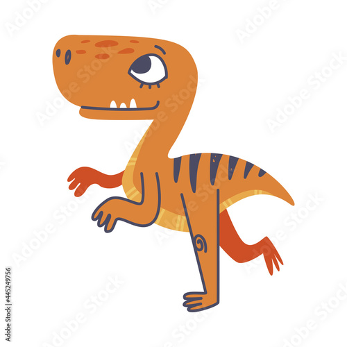 Funny Bipedal Dinosaur as Cute Prehistoric Creature and Comic Jurassic Predator Vector Illustration © topvectors