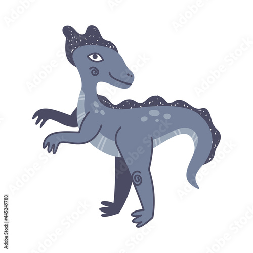 Funny Bipedal Dinosaur as Cute Prehistoric Creature and Comic Jurassic Predator Vector Illustration