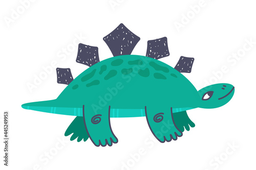 Funny Spiked Dinosaur as Cute Prehistoric Creature and Comic Jurassic Predator Vector Illustration