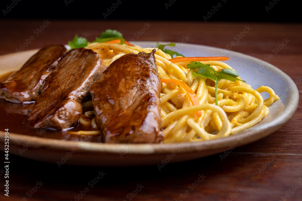 Spaghetti pasta and meat on sauce Spaghetti pasta and meat on sauce
