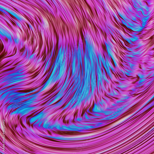 Voluminous bright colorful liquid gradient in pink and blue colors. 3d rendering.