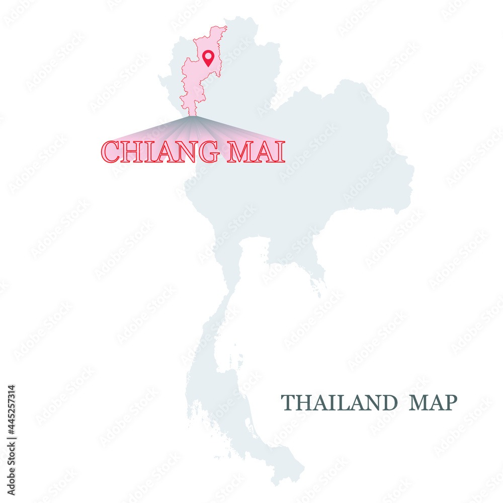 Maps of Thailand with red maps pin on Chiang Mai Province