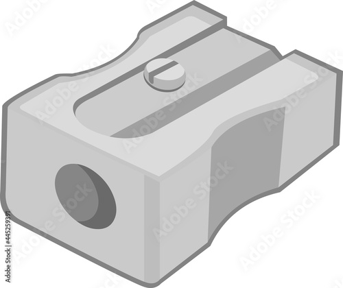 Vector emoticon illustration of a classic gray metal pencil sharpener