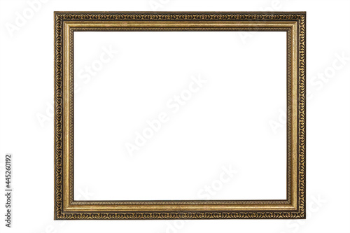 wood frame with carved pattern for painting isolated on white background